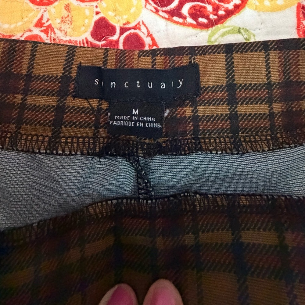 Sanctuary Brown Plaid Straight Leg Pants